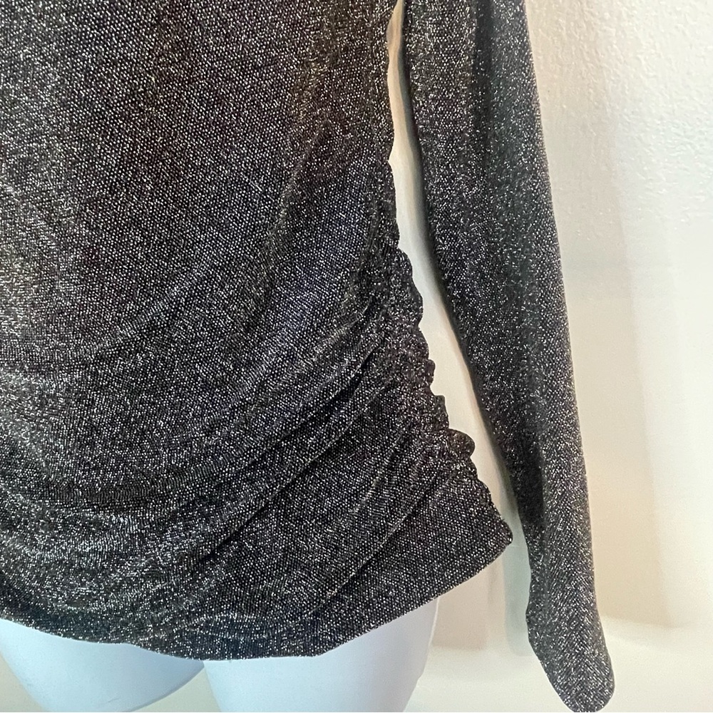 WHBM FORME Stretch Metallic Long-Sleeve Blouse - Picture 4 of 5